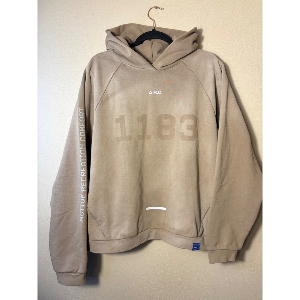 PacSun ARC Active Recreation Comfort Hoodie Tan Graphic Sweatshirt L Large NEW